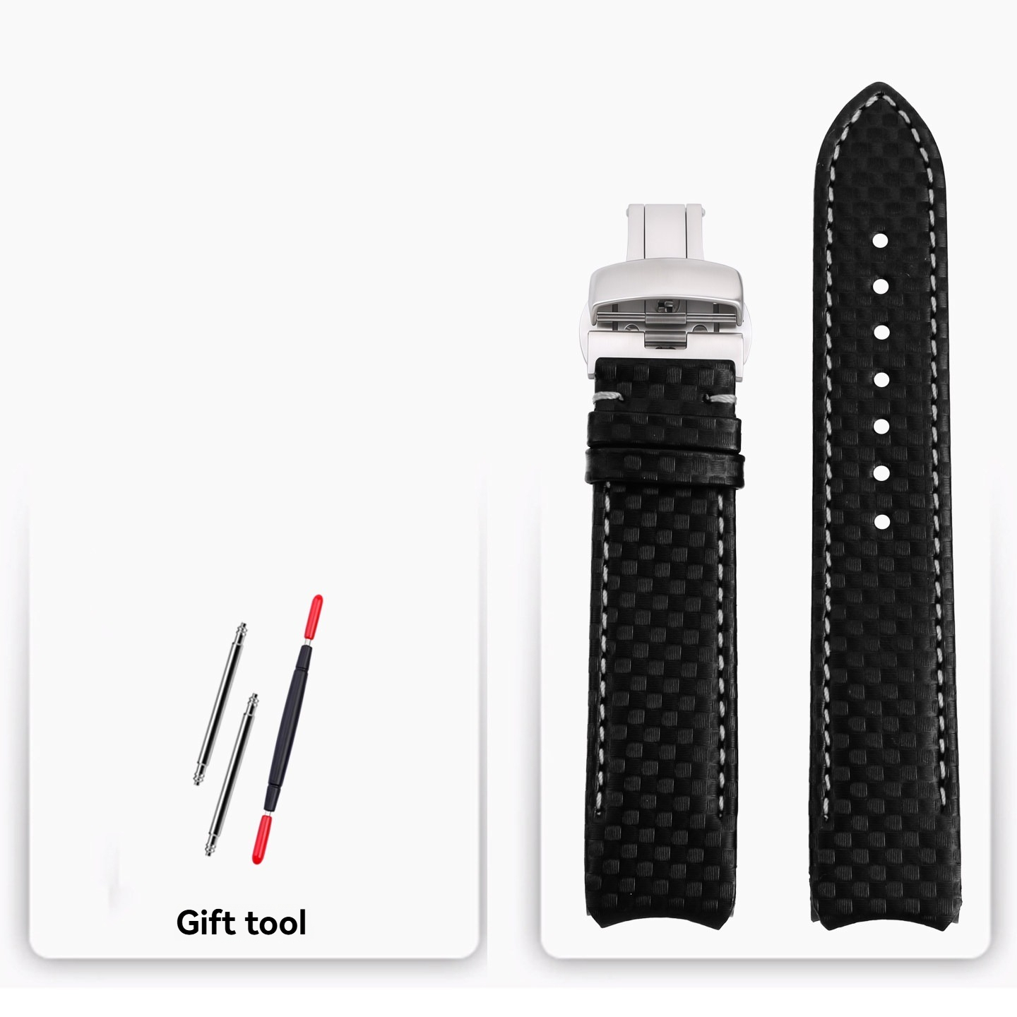 Carbon Fiber Pattern Genuine Leather Watch Band for Tissot T-Touch T091 / T013 / T047