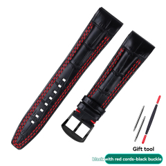 Black‑Red Stitch‑Silver