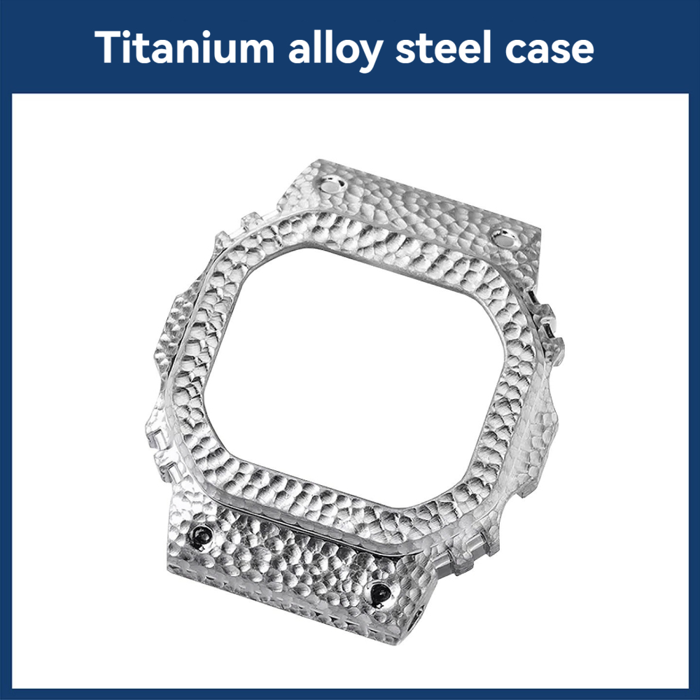 Titanium Hammered Case & Stainless Steel Band Kit for Casio G-SHOCK DW5600 / GMW-B5000 / GA-2100