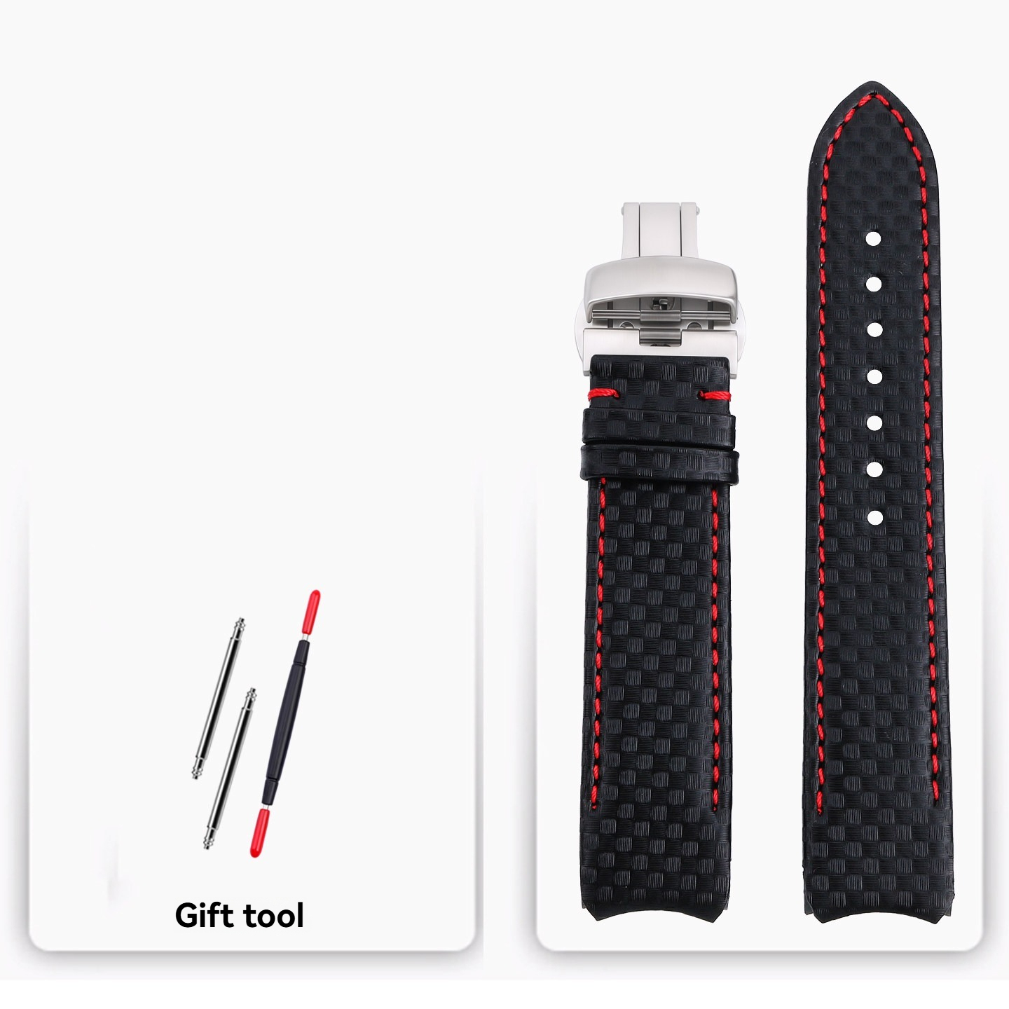 Carbon Fiber Pattern Genuine Leather Watch Band for Tissot T-Touch T091 / T013 / T047
