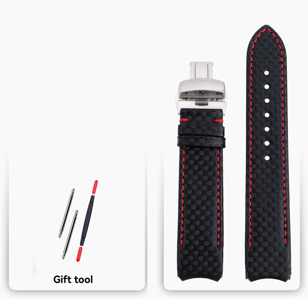 Carbon Fiber Pattern Genuine Leather Watch Band for Tissot T-Touch T091 / T013 / T047