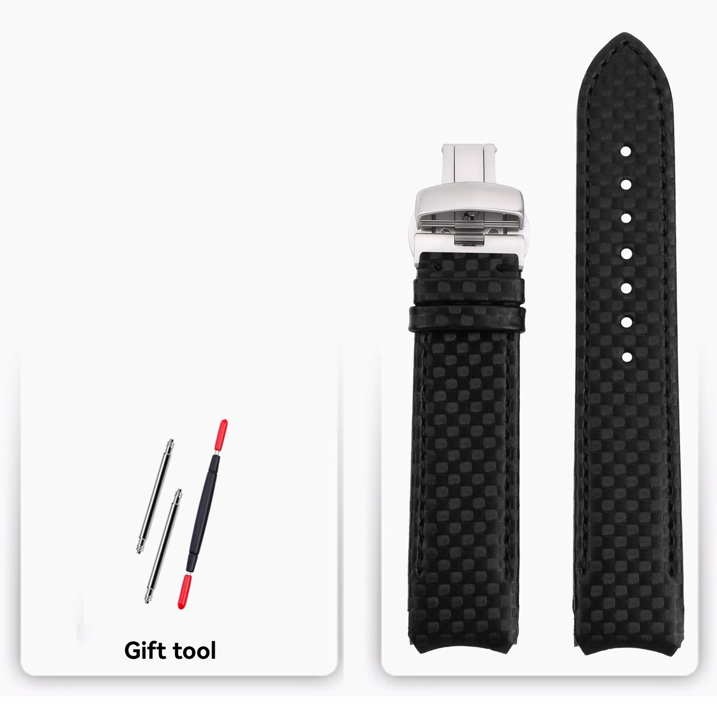 Carbon Fiber Pattern Genuine Leather Watch Band for Tissot T-Touch T091 / T013 / T047