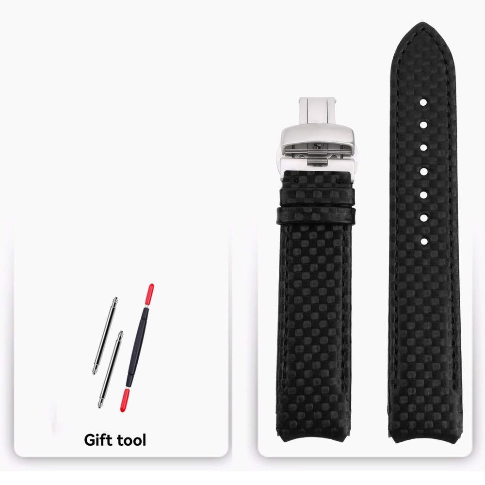 Carbon Fiber Pattern Genuine Leather Watch Band for Tissot T-Touch T091 / T013 / T047