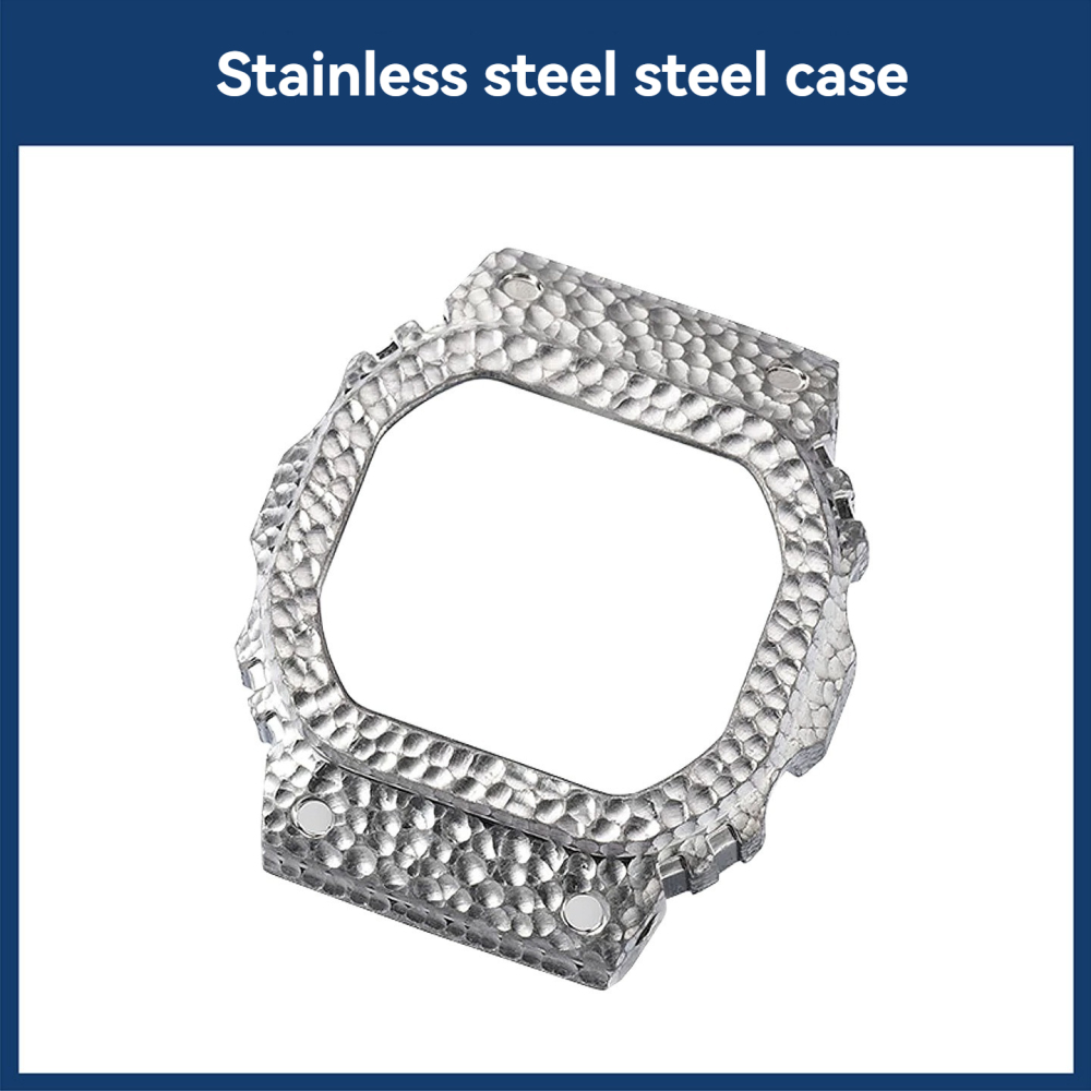 Titanium Hammered Case & Stainless Steel Band Kit for Casio G-SHOCK DW5600 / GMW-B5000 / GA-2100