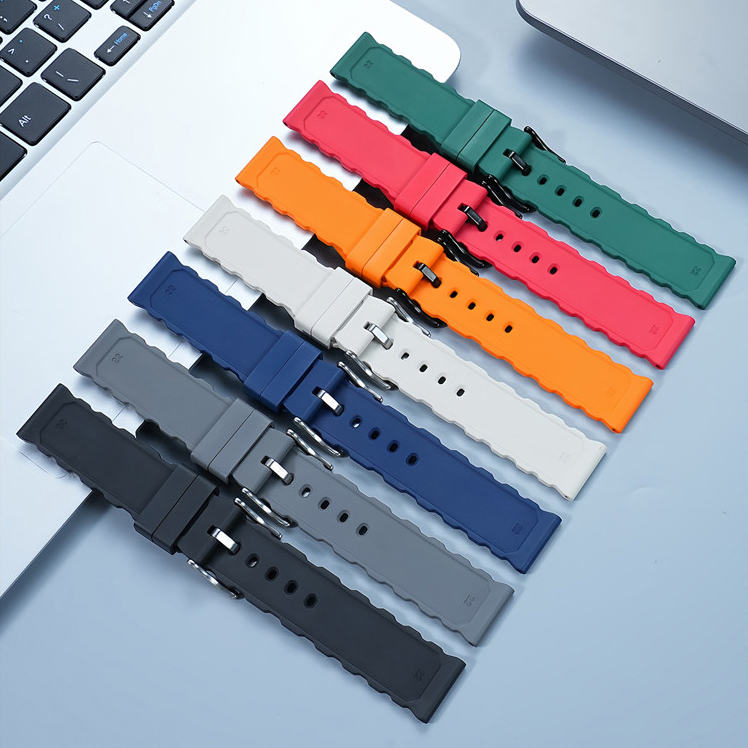 20/22mm Universal FKM Rubber Watch Band for Casio / Huawei / Longines / Seiko