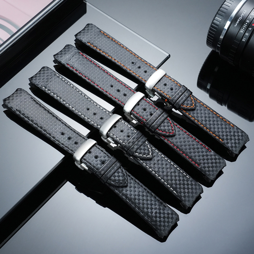 Carbon Fiber Pattern Genuine Leather Watch Band for Tissot T-Touch T091 / T013 / T047