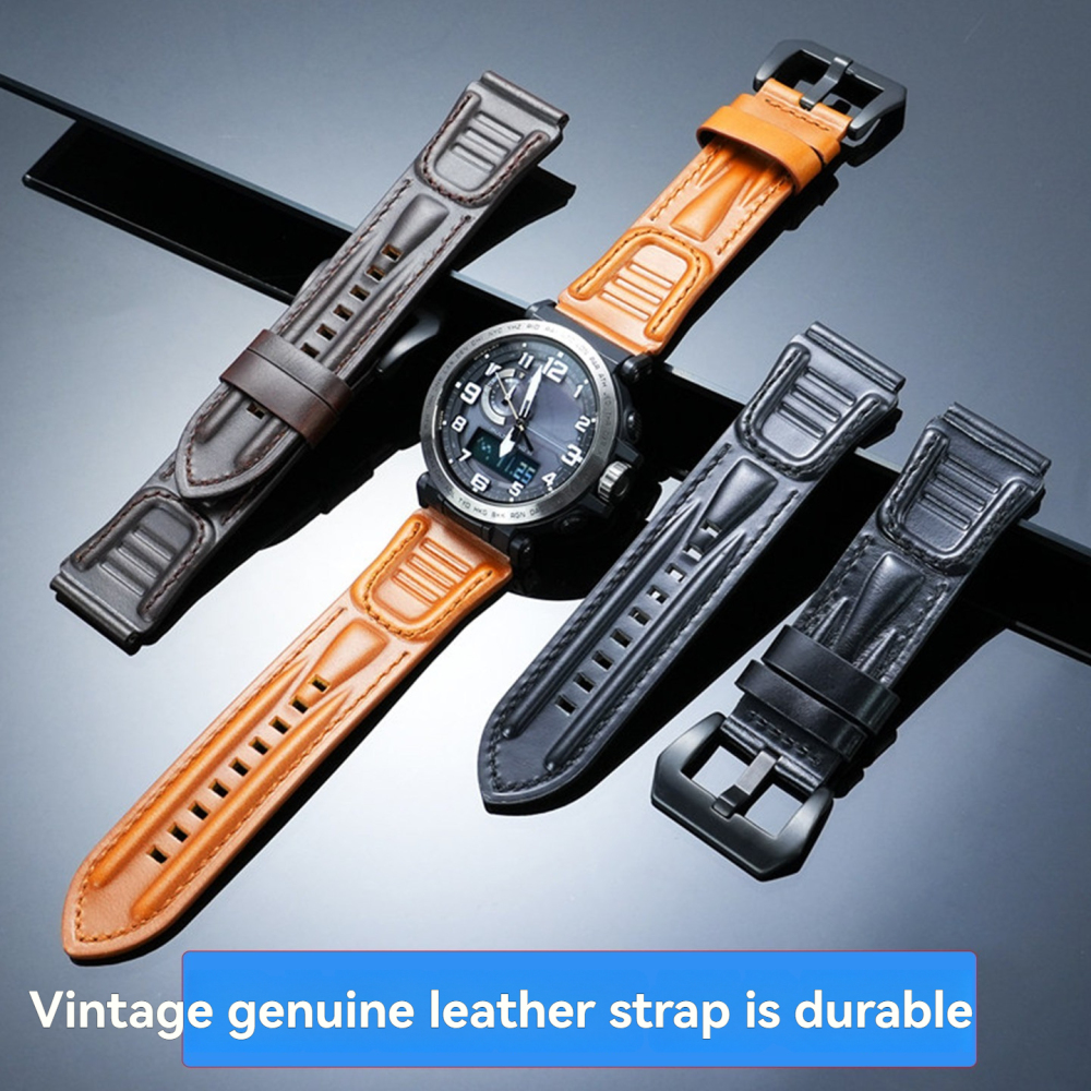 22/24mm Vintage Genuine Leather Watch Band for Diesel / Breitling / Casio PRO TREK