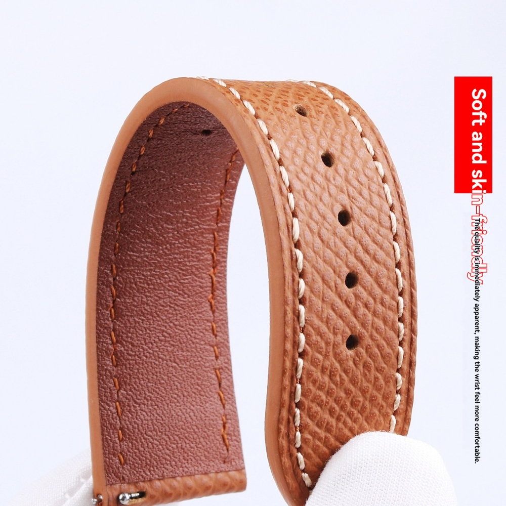 20/22mm Universal Flat End Genuine Leather Watch Band for Omega / Tissot / Casio