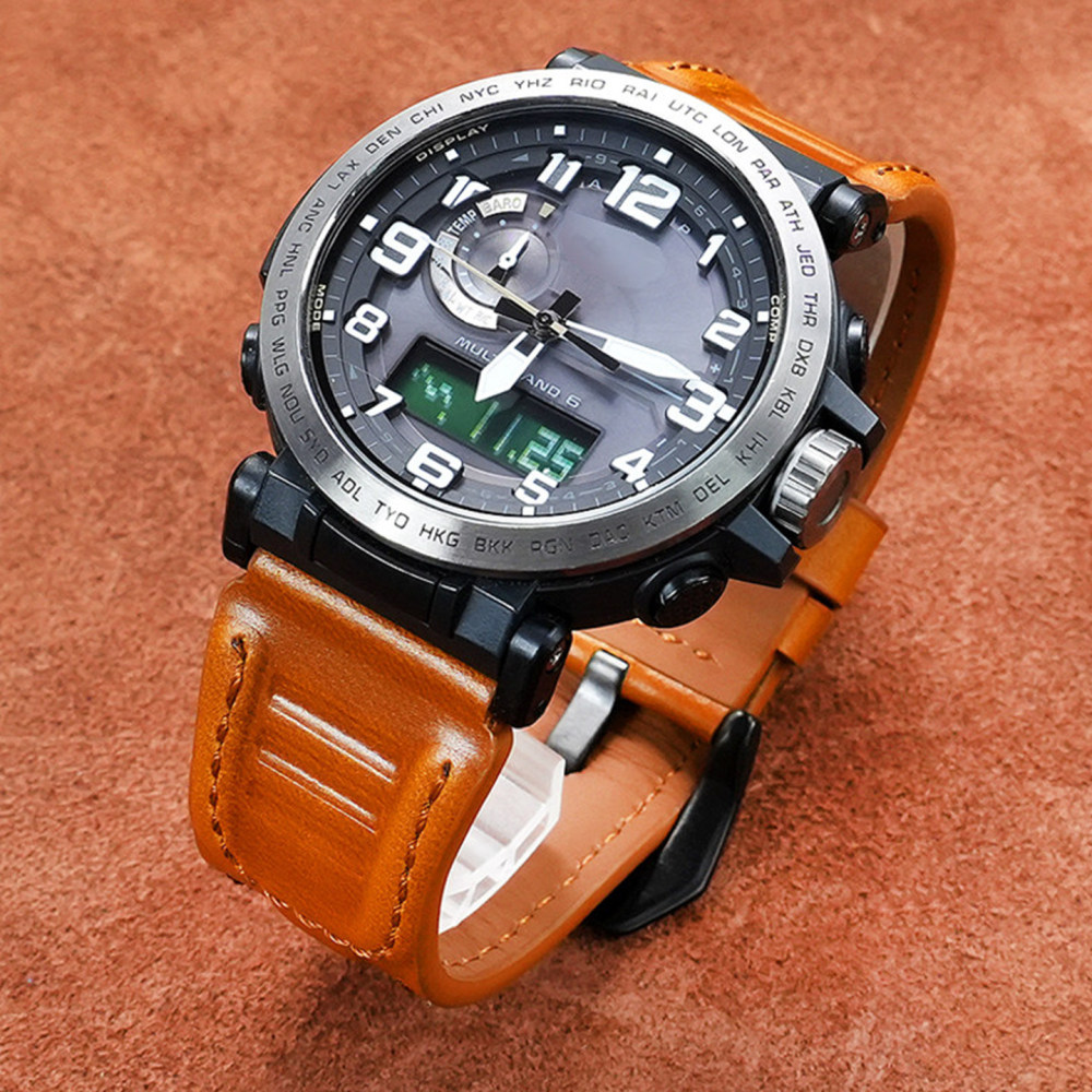 22/24mm Vintage Genuine Leather Watch Band for Diesel / Breitling / Casio PRO TREK