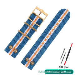 A22 Blue‑White‑Orange‑Gold buckle