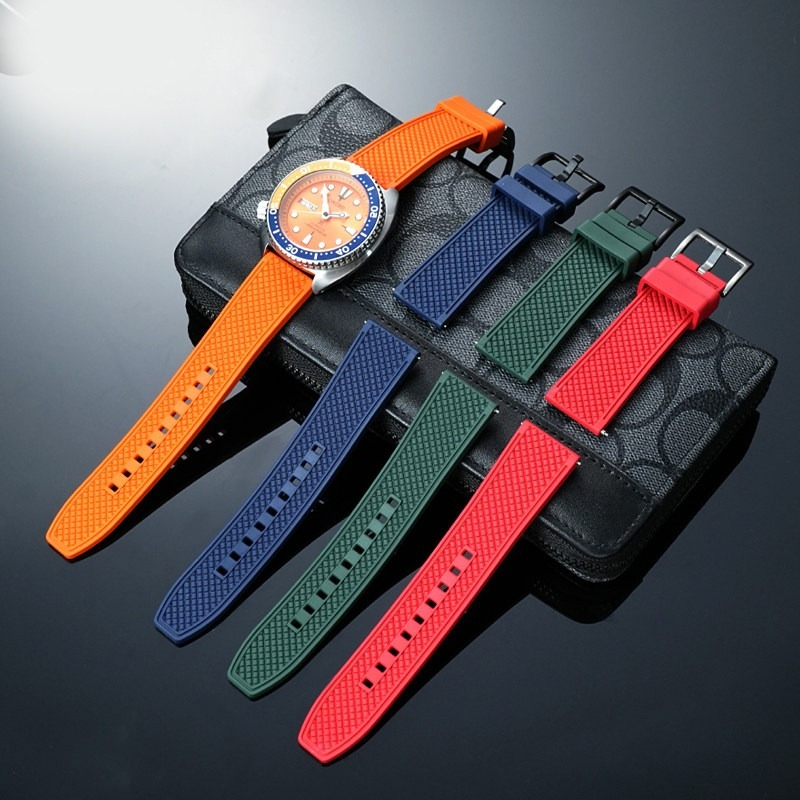 FKM Rubber Watch Band for Seiko Diver / SLA017 / SLA037 / 5 Sports / Presage