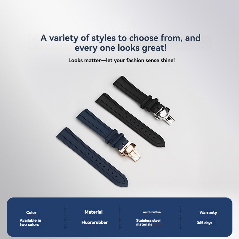 20mm Waterproof FKM Rubber Watch Band for Longines