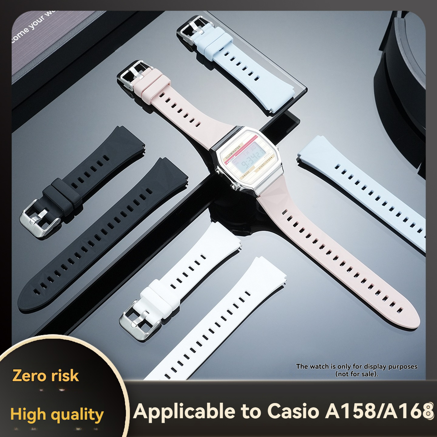 18mm Soft Silicone Watch Band for Casio A158W / A168 / A159 / F-91W / AE-1200