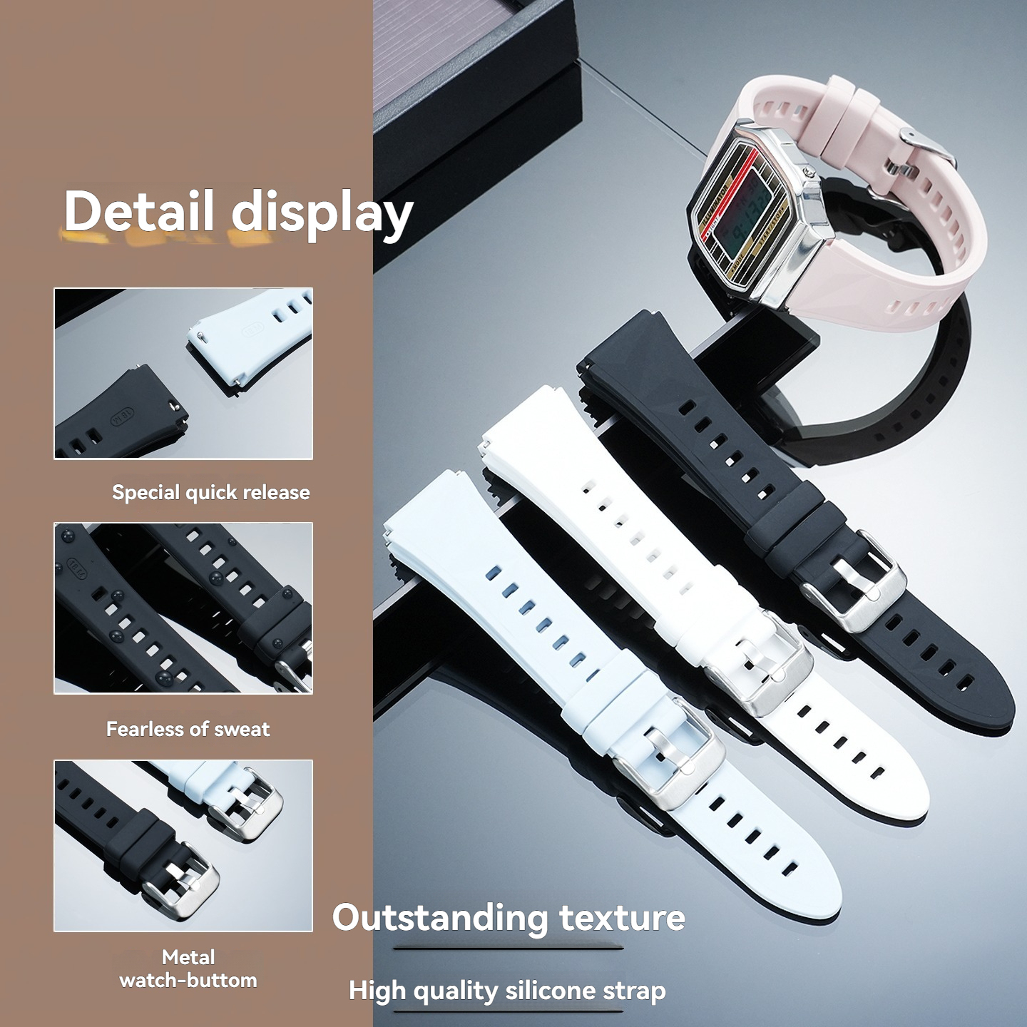18mm Soft Silicone Watch Band for Casio A158W / A168 / A159 / F-91W / AE-1200