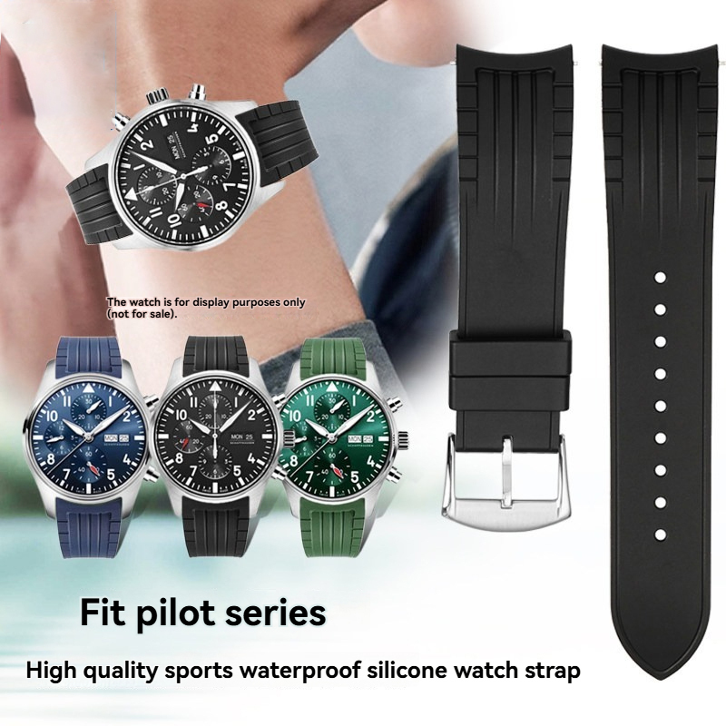 20/22mm Curved End Silicone Watch Band for IWC Pilot / Portugieser / Portofino