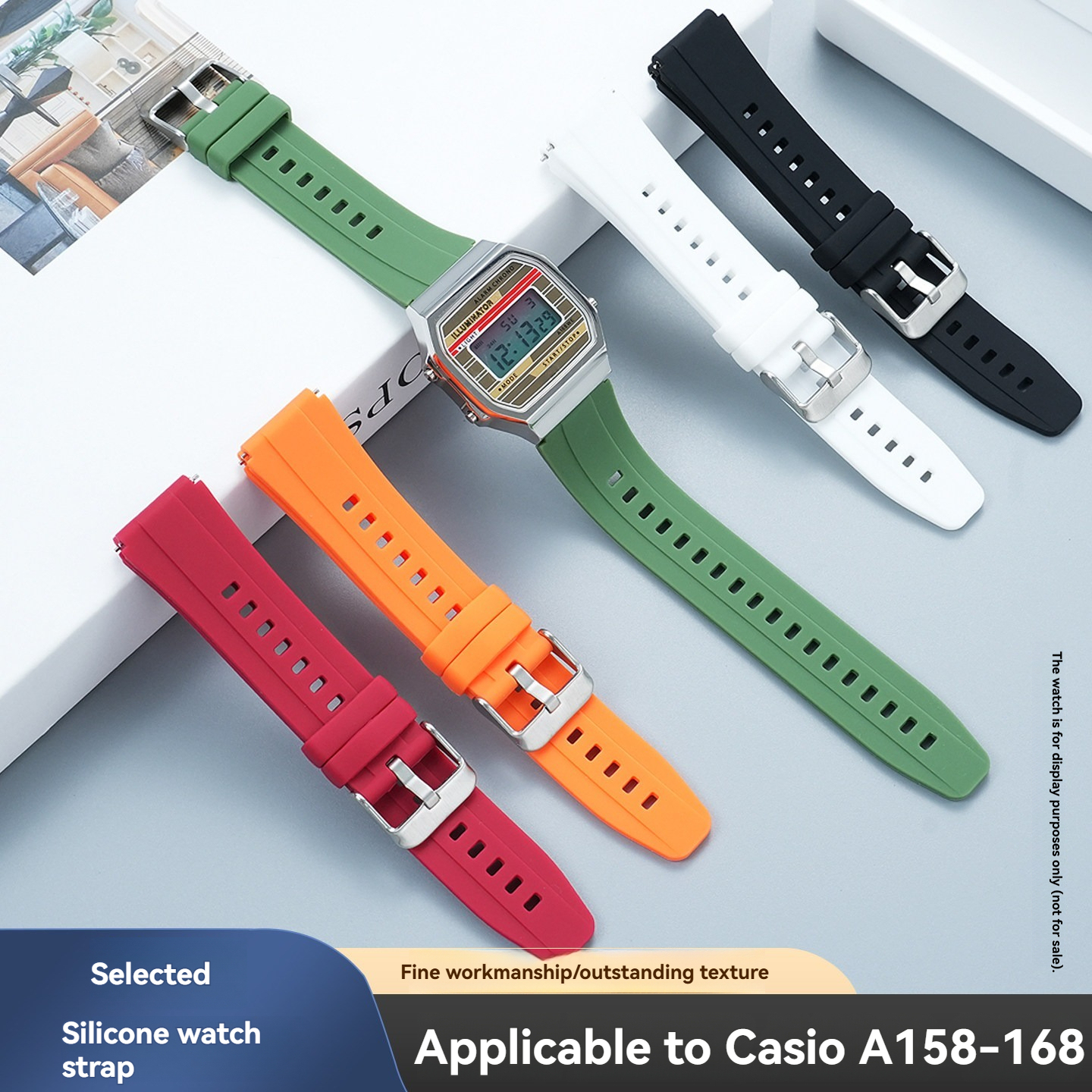 Soft Silicone Watch Band for Casio A158 / A168 / A159 / A169 / B650 / AQ230 / A500W