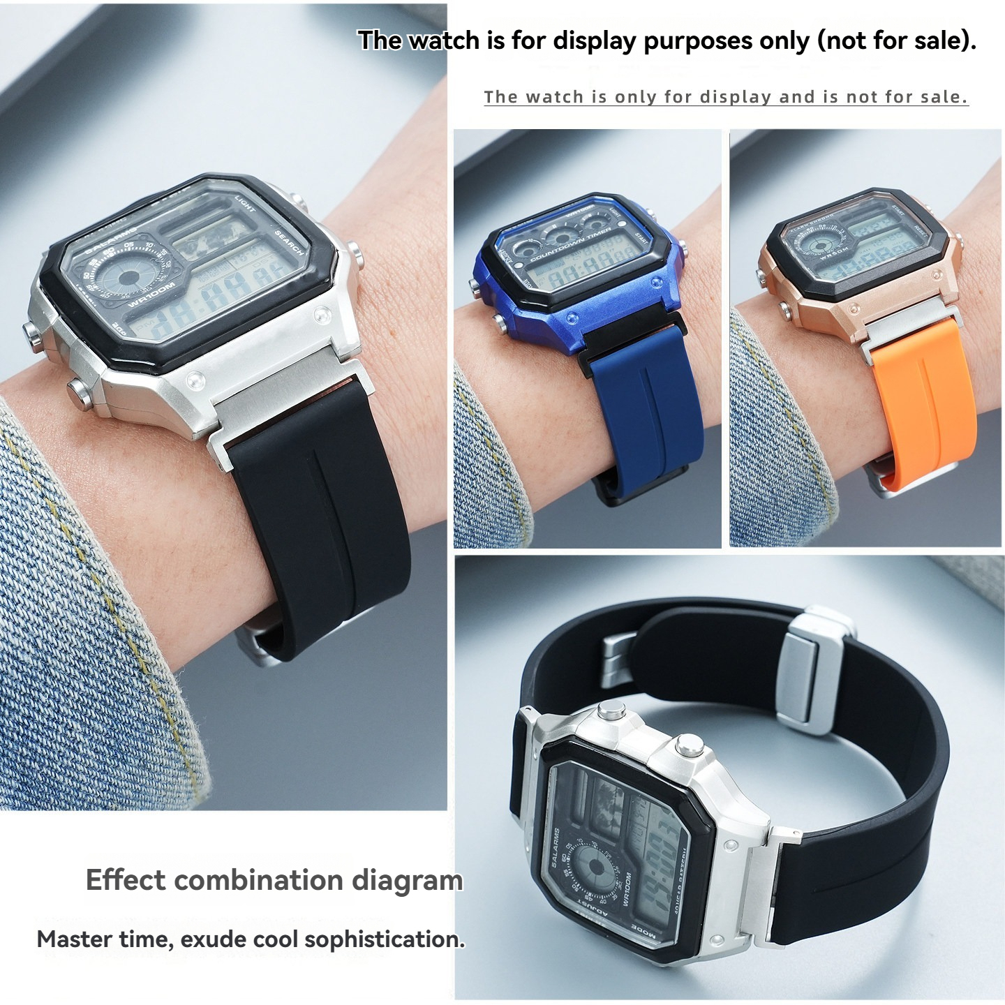 18mm Silicone Watch Band with Magnetic Buckle for Casio AE-1200 / AE-1300