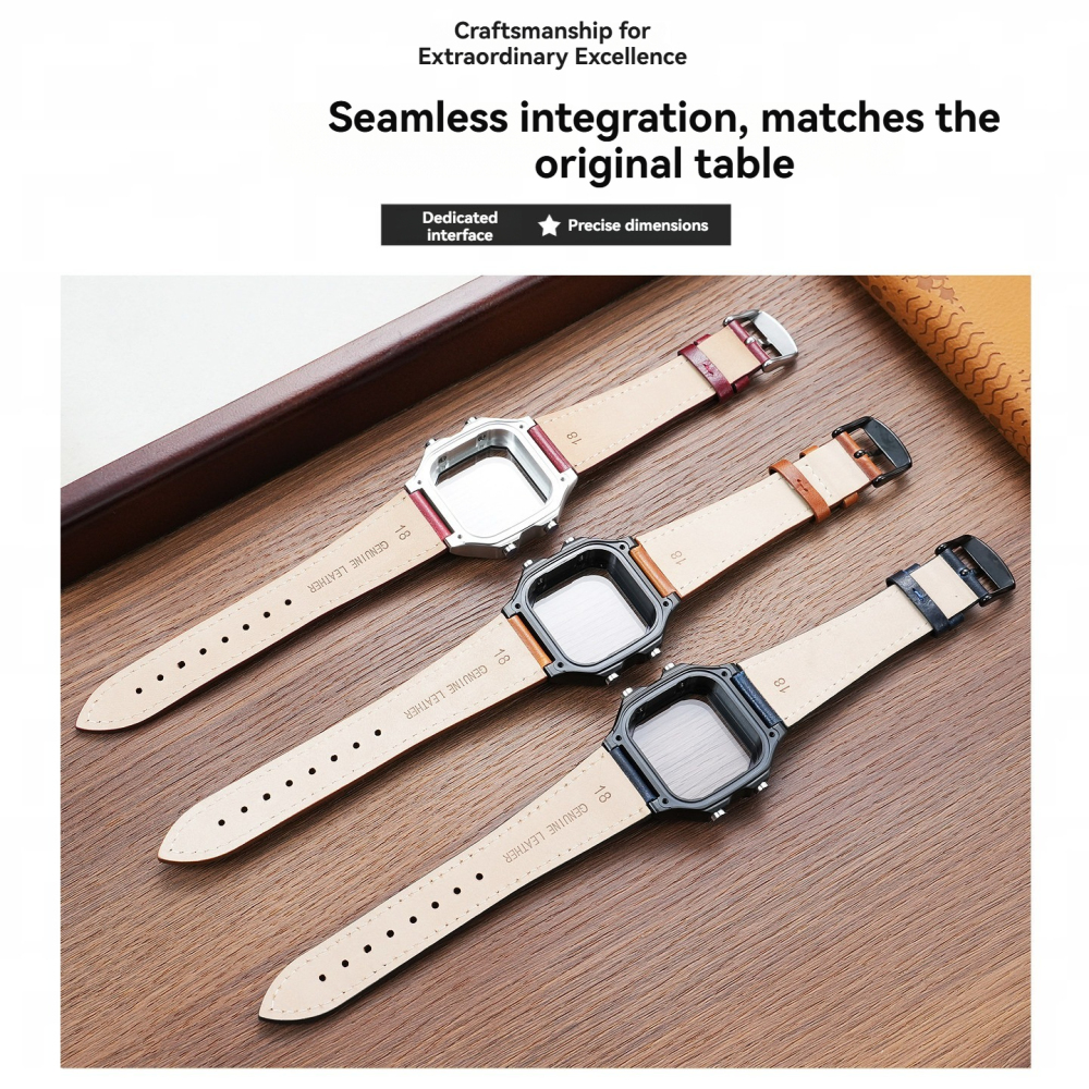 Vintage Leather Watch Band & Stainless Steel Case Kit for Casio AE-1200 / AE-1300 / WS-1700