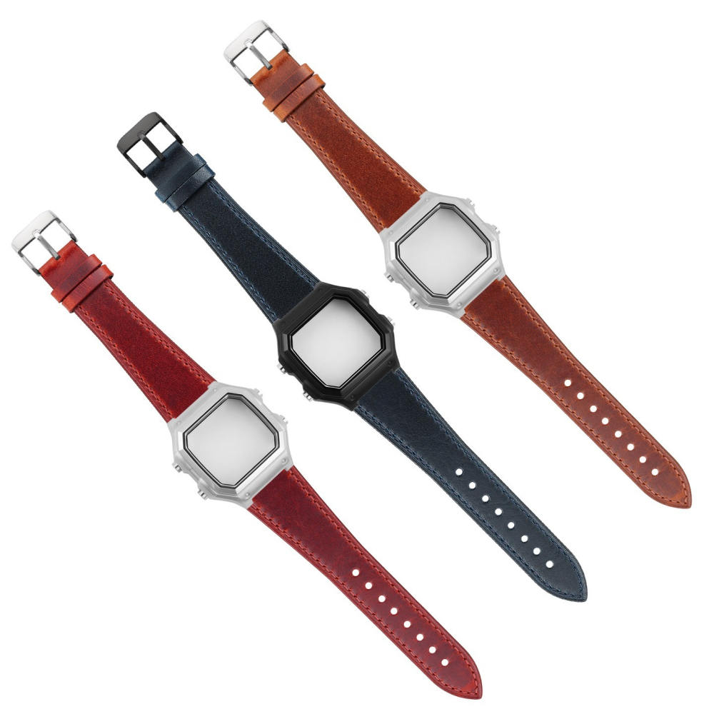 Vintage Leather Watch Band & Stainless Steel Case Kit for Casio AE-1200 / AE-1300 / WS-1700