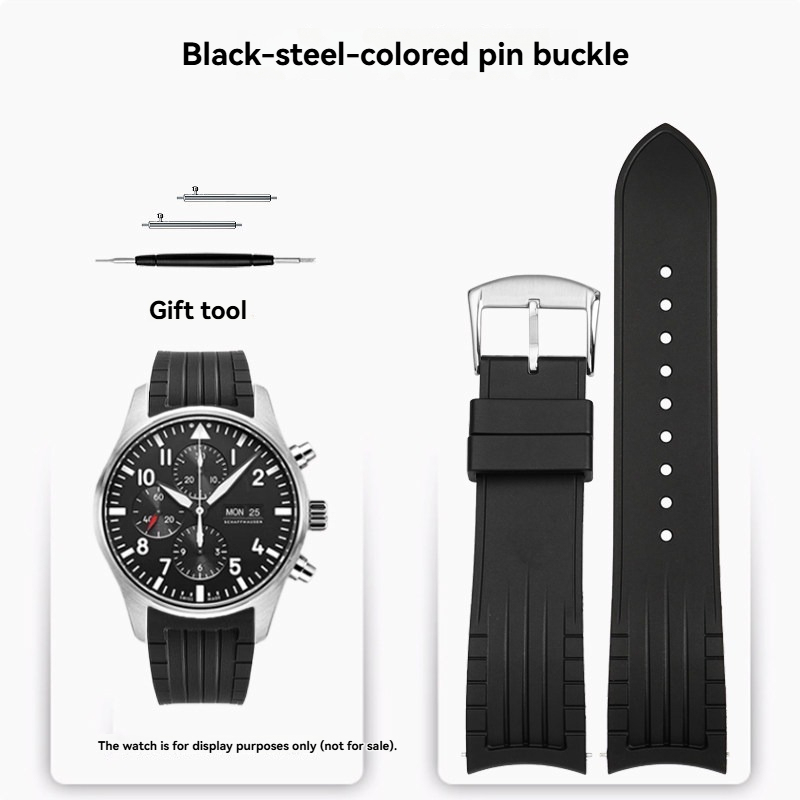 20/22mm Curved End Silicone Watch Band for IWC Pilot / Portugieser / Portofino