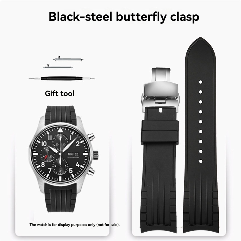 20/22mm Curved End Silicone Watch Band for IWC Pilot / Portugieser / Portofino