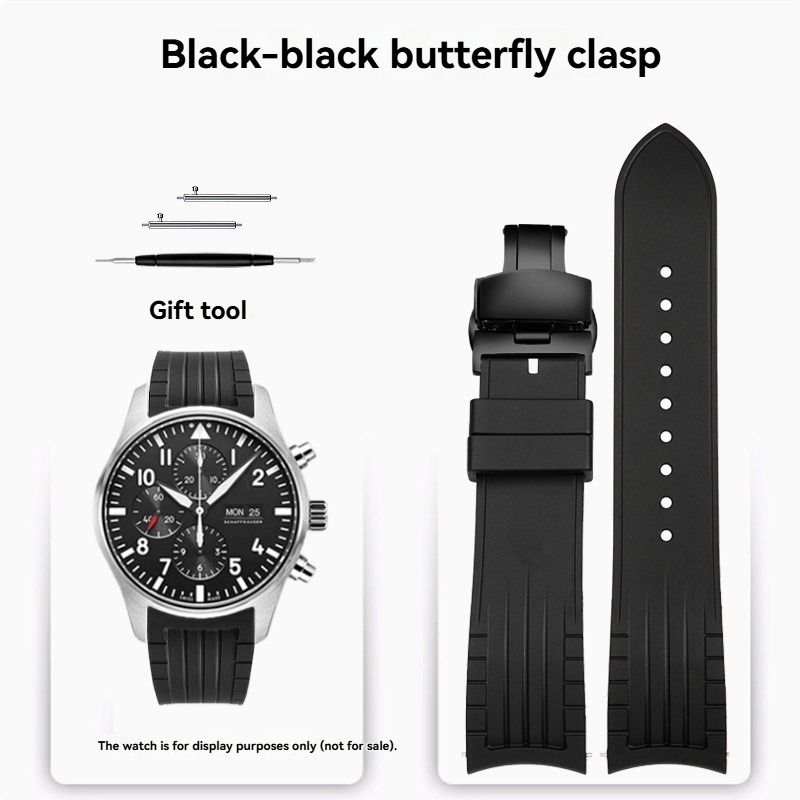 20/22mm Curved End Silicone Watch Band for IWC Pilot / Portugieser / Portofino