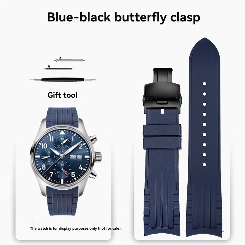 20/22mm Curved End Silicone Watch Band for IWC Pilot / Portugieser / Portofino