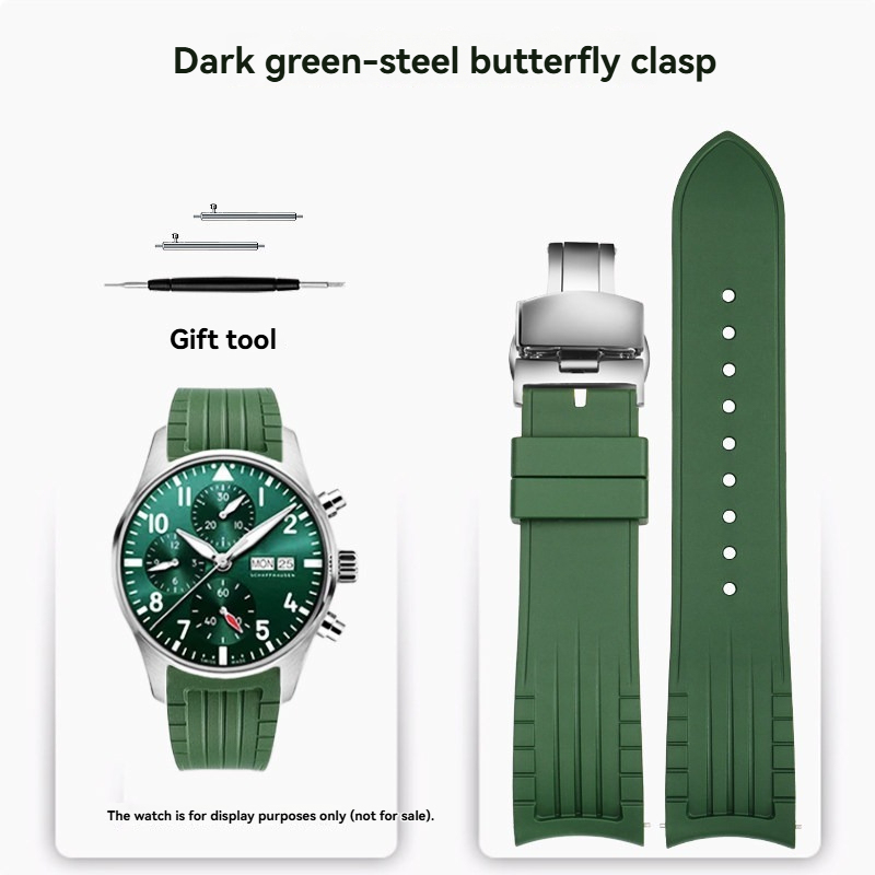 20/22mm Curved End Silicone Watch Band for IWC Pilot / Portugieser / Portofino