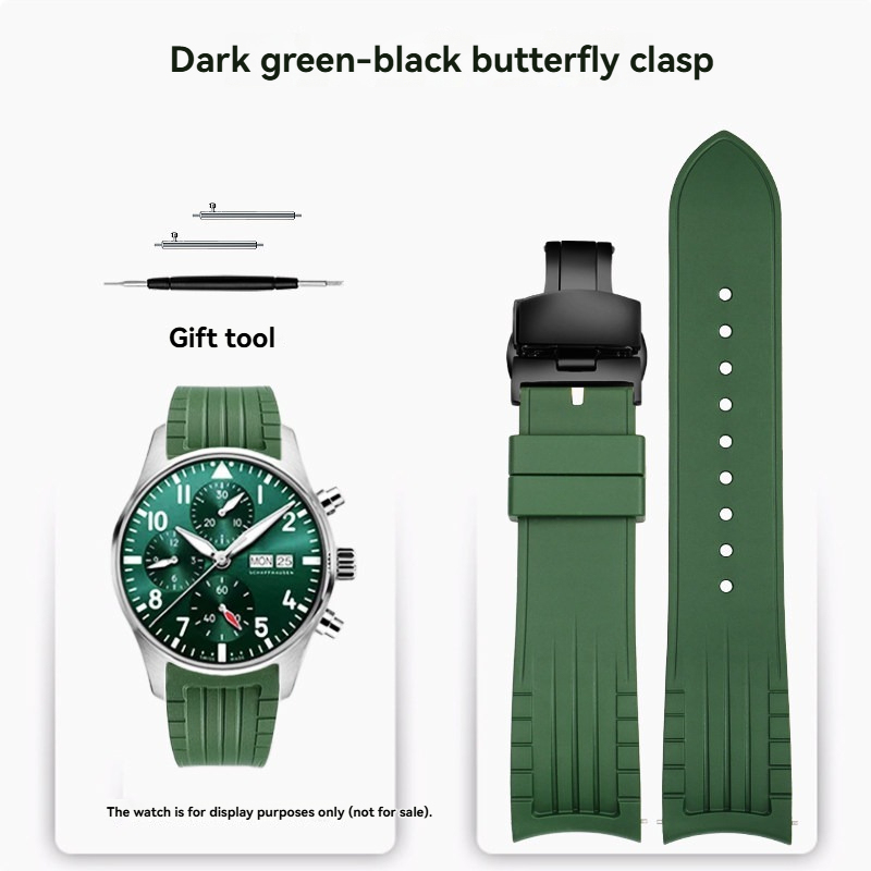 20/22mm Curved End Silicone Watch Band for IWC Pilot / Portugieser / Portofino