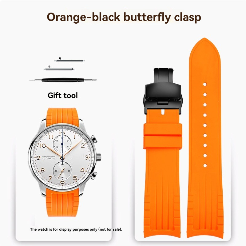 20/22mm Curved End Silicone Watch Band for IWC Pilot / Portugieser / Portofino