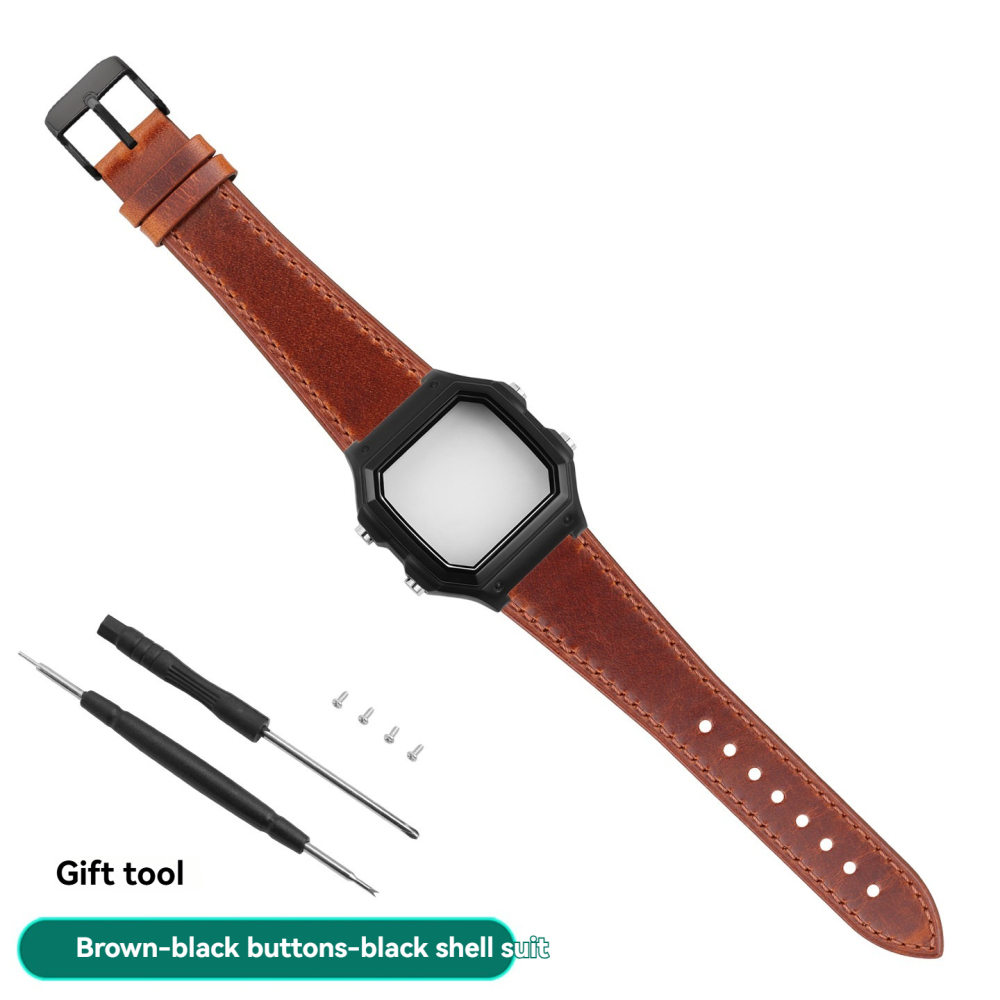 Vintage Leather Watch Band & Stainless Steel Case Kit for Casio AE-1200 / AE-1300 / WS-1700