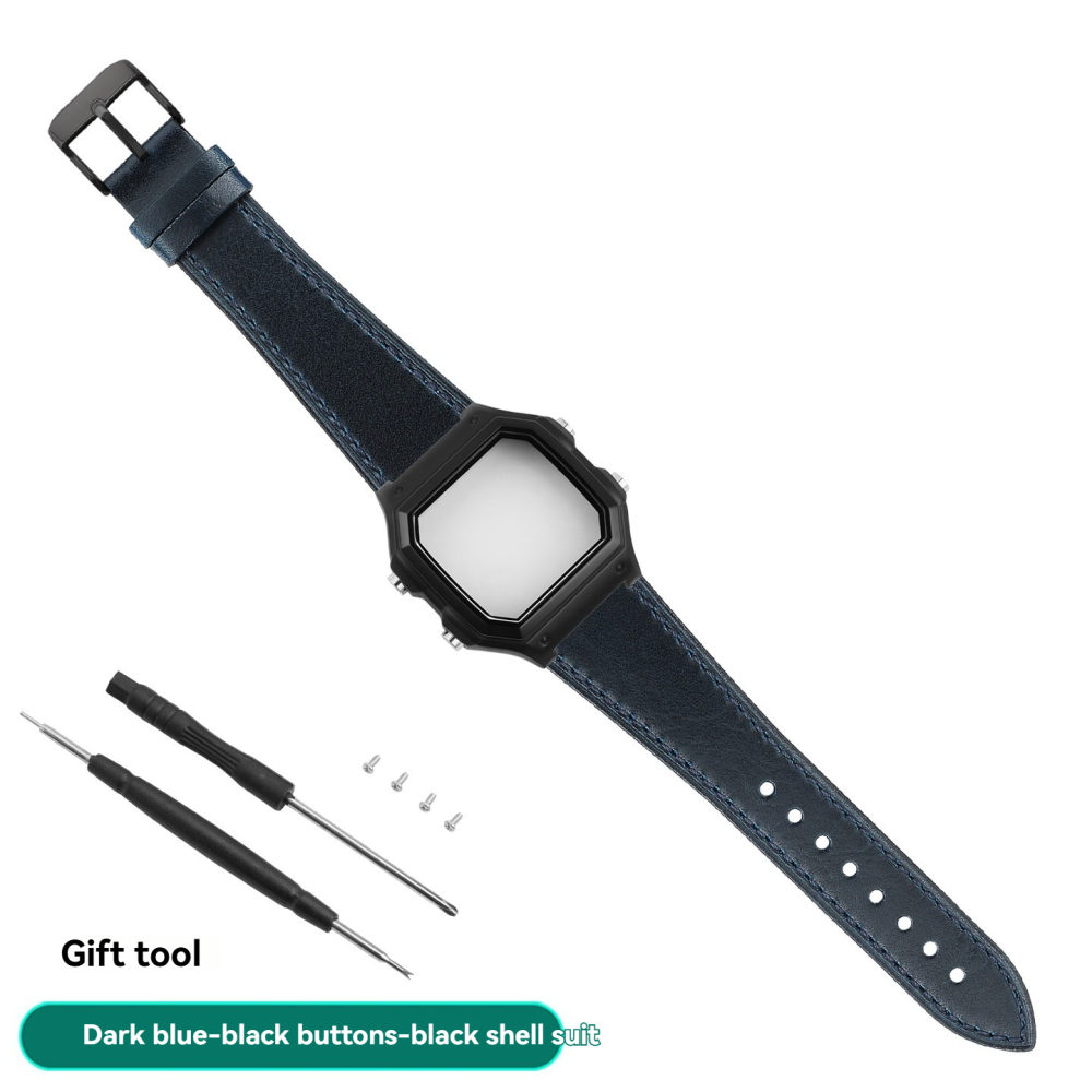 Vintage Leather Watch Band & Stainless Steel Case Kit for Casio AE-1200 / AE-1300 / WS-1700