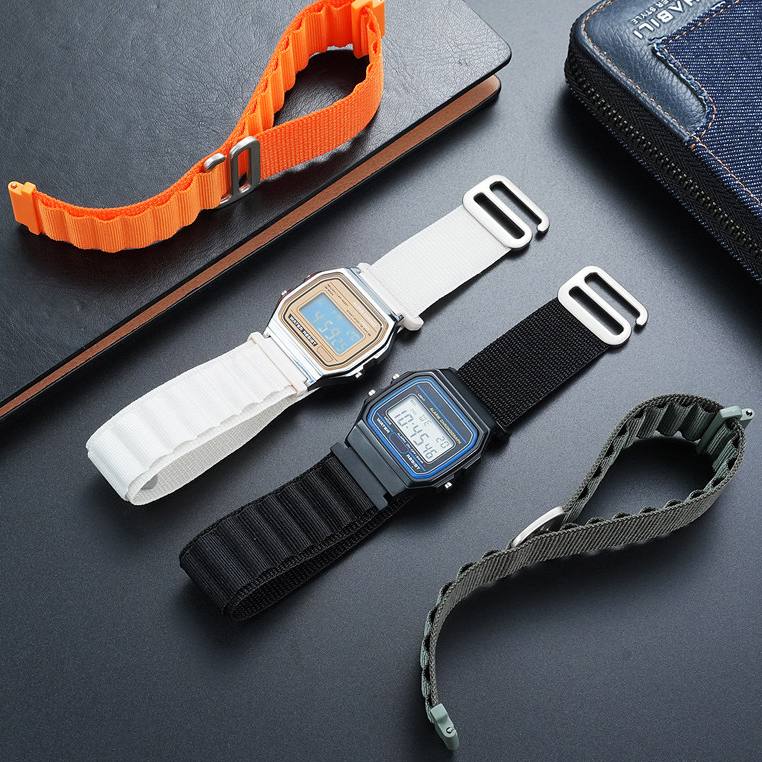 18mm Sport Loop Nylon Watch Band for Casio F-91W / A158 / A168 / AE-1200