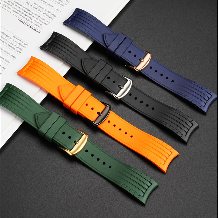 20/22mm Curved End Silicone Watch Band for IWC Pilot / Portugieser / Portofino