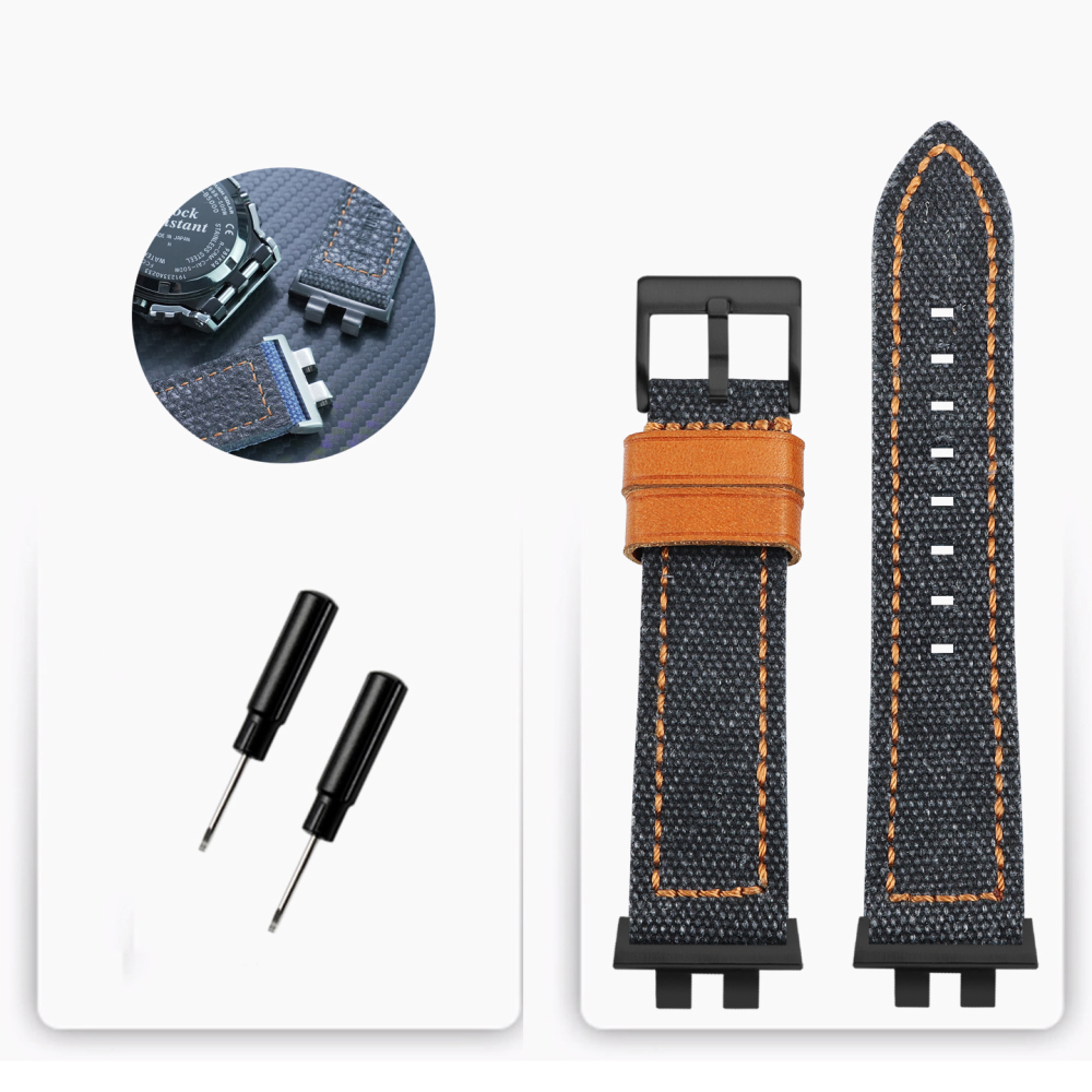 Nylon & Leather Watch Band with Metal Adapter Kit for Casio GMW-B5000