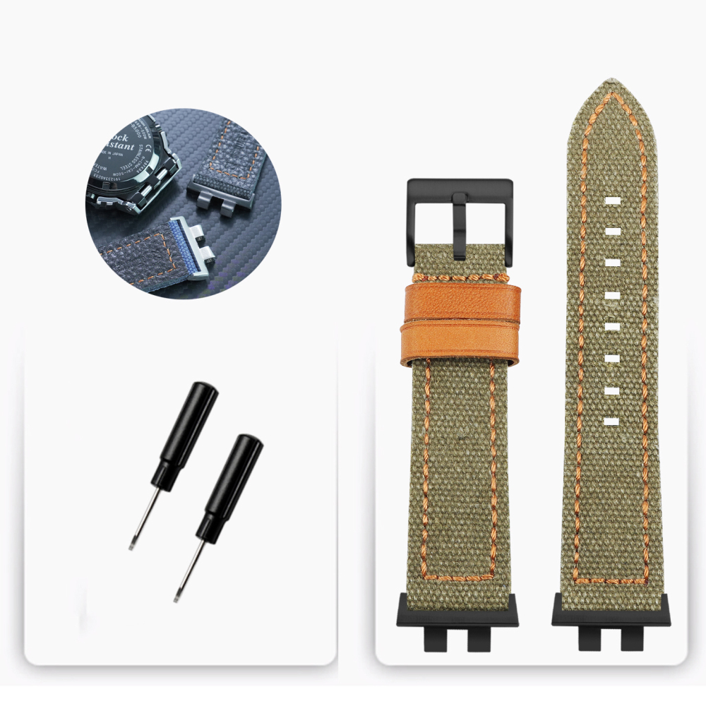 Nylon & Leather Watch Band with Metal Adapter Kit for Casio GMW-B5000