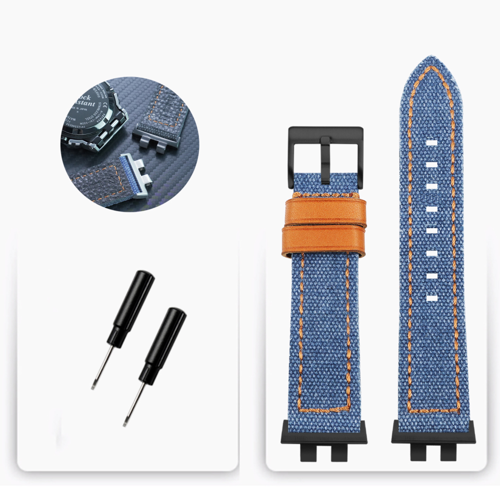 Nylon & Leather Watch Band with Metal Adapter Kit for Casio GMW-B5000