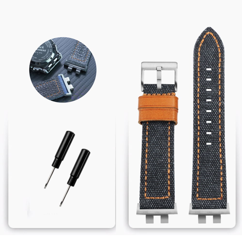 Nylon & Leather Watch Band with Metal Adapter Kit for Casio GMW-B5000