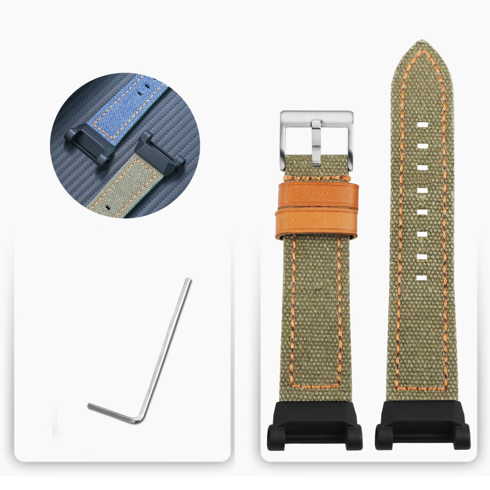 Compatible Nylon & Leather Watch Band for Casio GR-B200