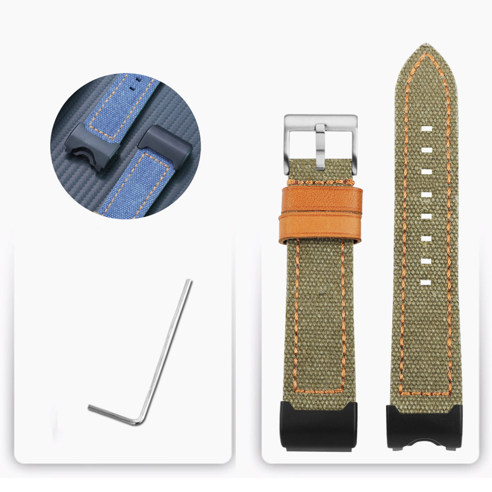 Nylon & Leather Hybrid Watch Band with Metal Adapter Kit for Casio GWG-1000 Mudmaster