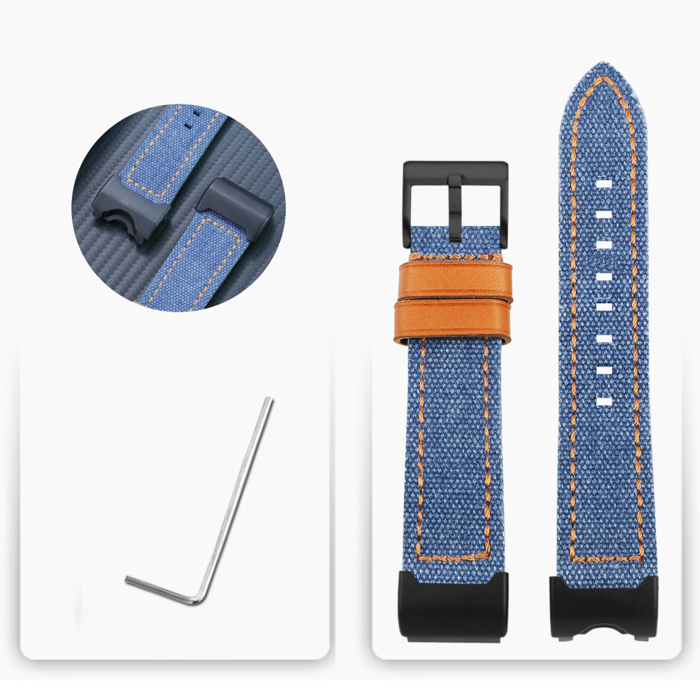 Nylon & Leather Hybrid Watch Band with Metal Adapter Kit for Casio GWG-1000 Mudmaster