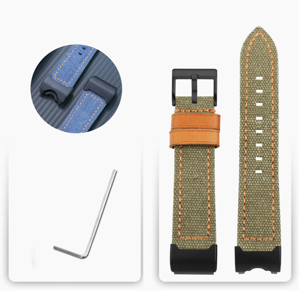 Nylon & Leather Hybrid Watch Band with Metal Adapter Kit for Casio GWG-1000 Mudmaster