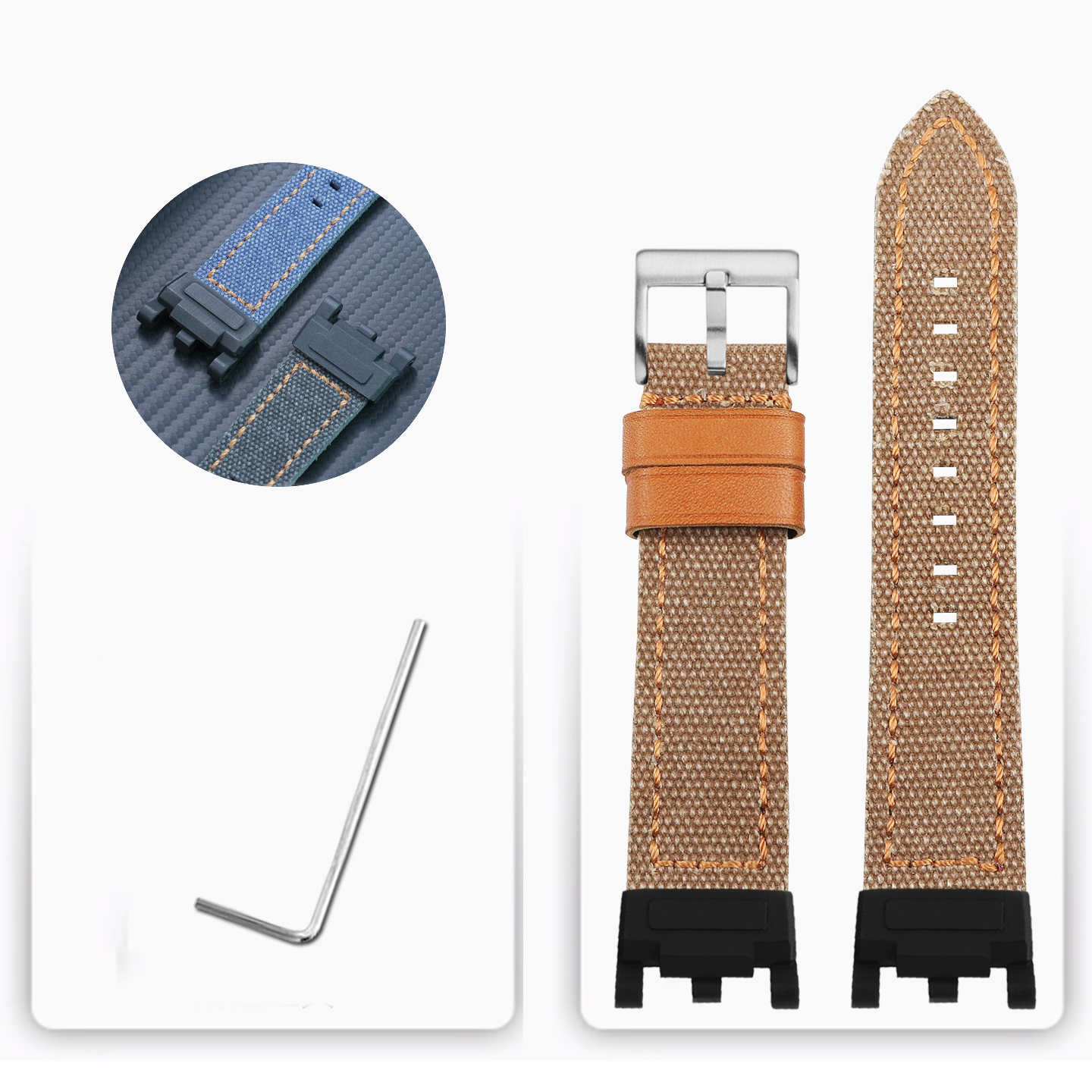 Nylon Canvas Watch Band with Adapter Kit for Casio GWG-2000 Mudmaster 2nd Gen
