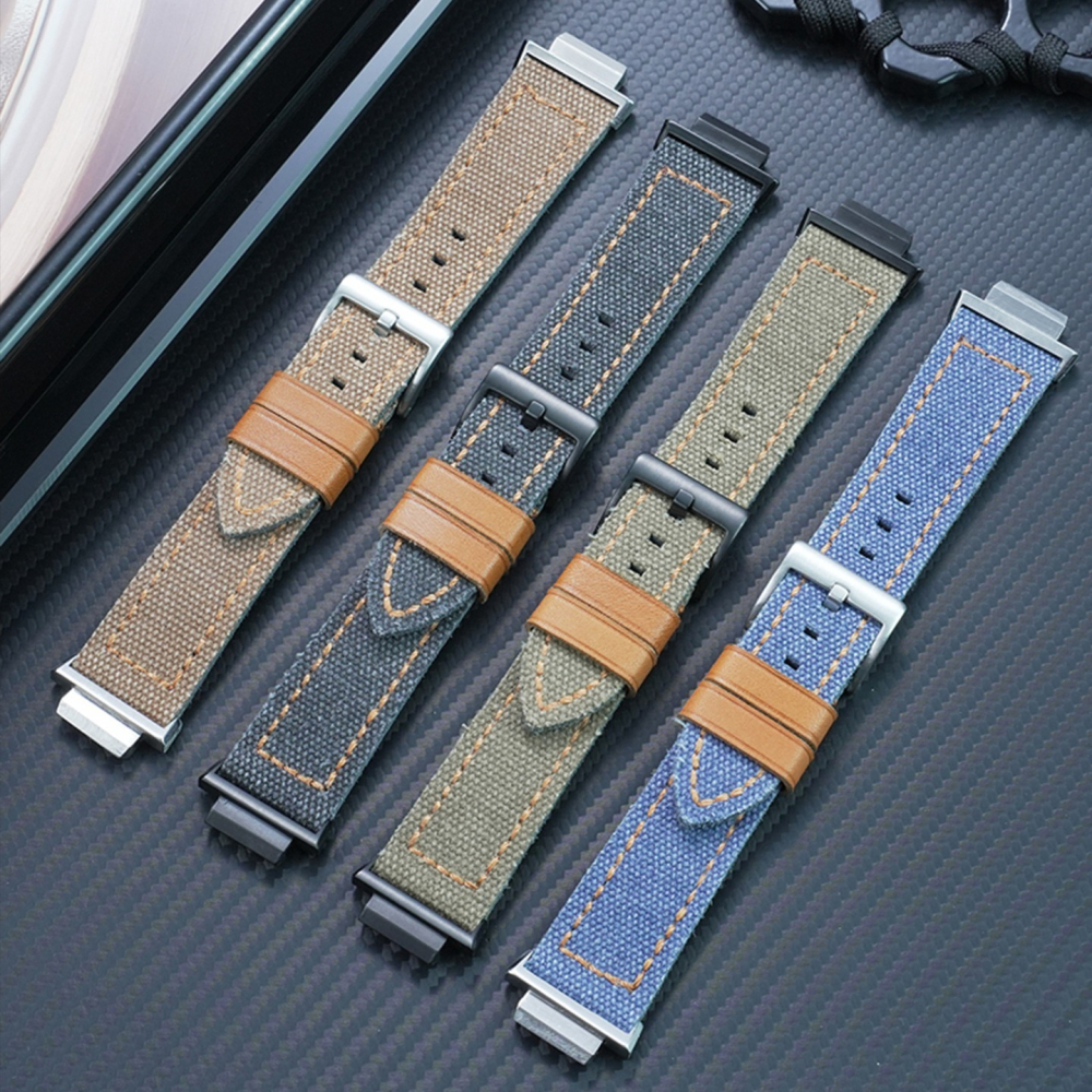 Nylon & Leather Hybrid Watch Band for Casio GA-2100 / GA-2110 / GBM-2100