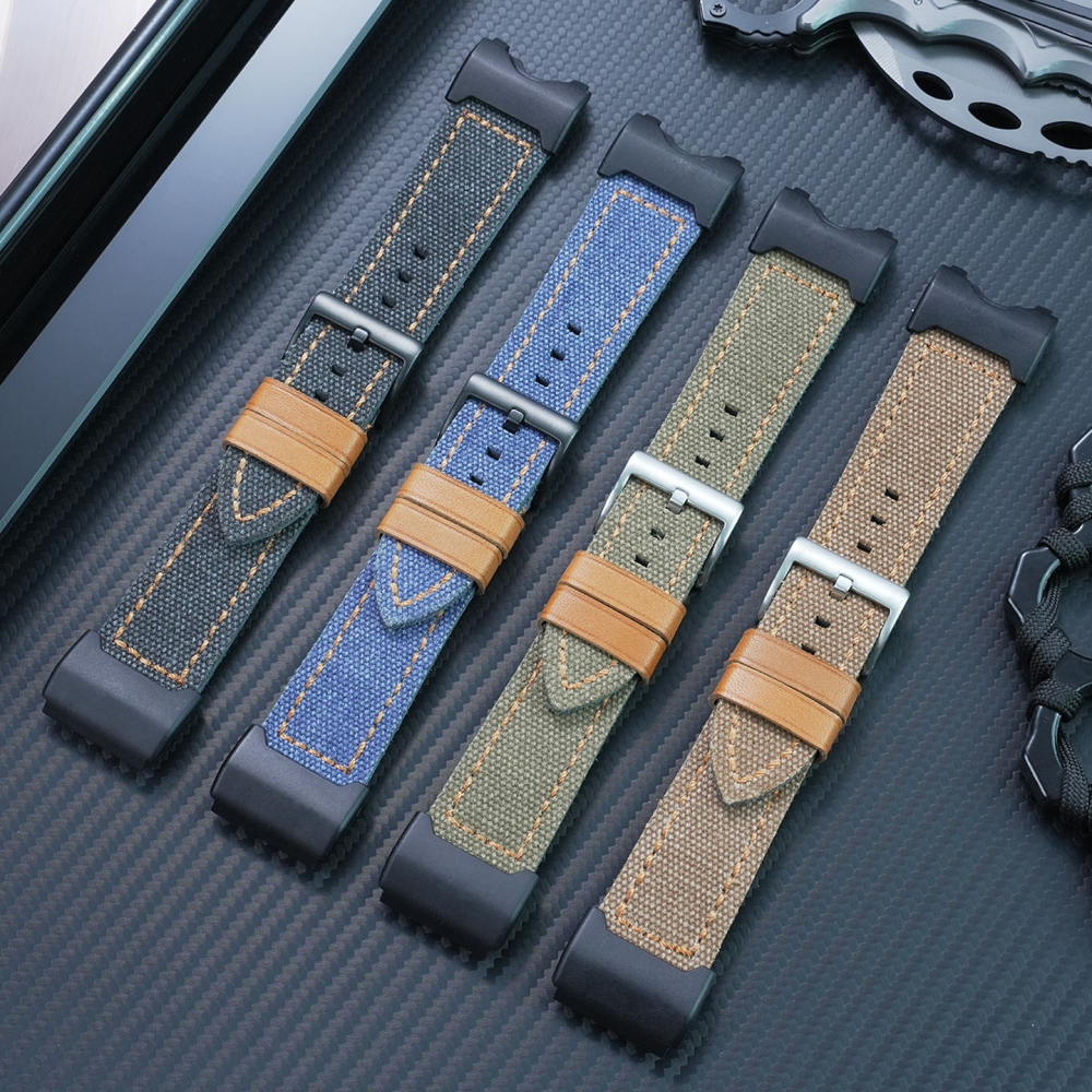 Nylon & Leather Hybrid Watch Band with Metal Adapter Kit for Casio GWG-1000 Mudmaster