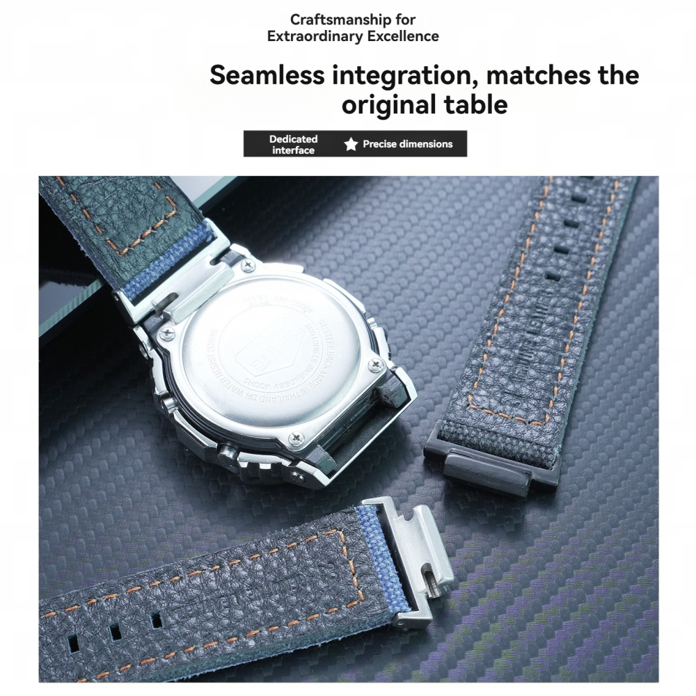 16mm Nylon & Leather Watch Band for Casio DW-5600 / GW-M5610 / GW-B5600