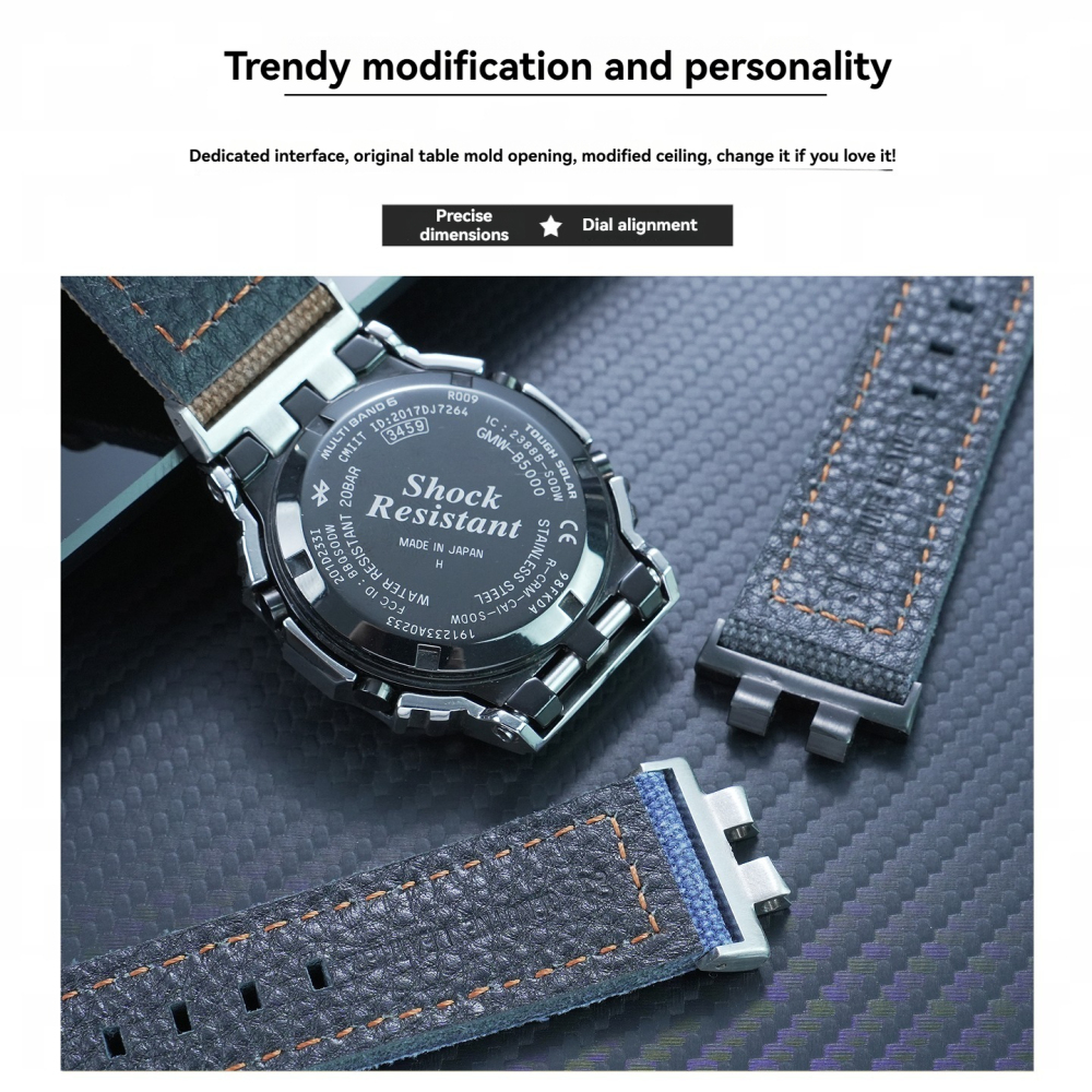 Nylon & Leather Watch Band with Metal Adapter Kit for Casio GMW-B5000