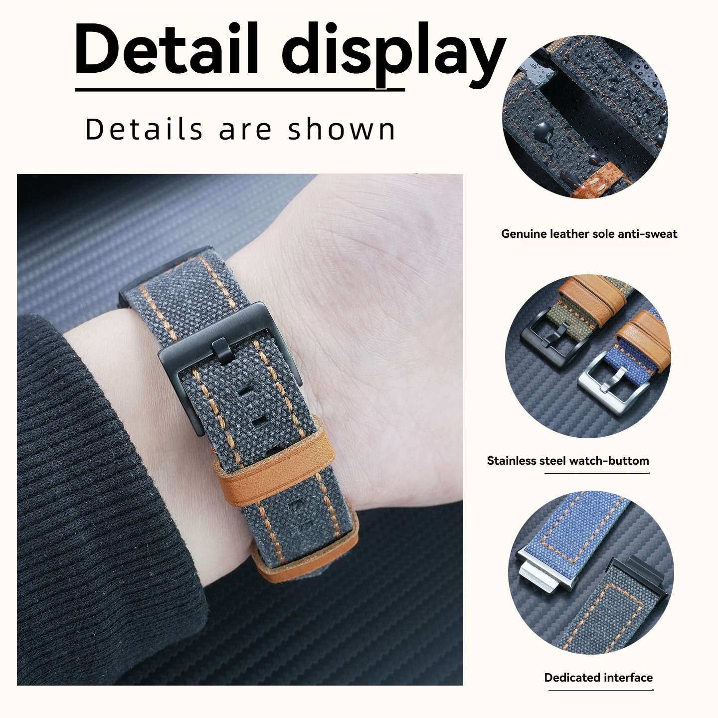 Nylon & Leather Hybrid Watch Band for Casio GA-2100 / GA-2110 / GBM-2100
