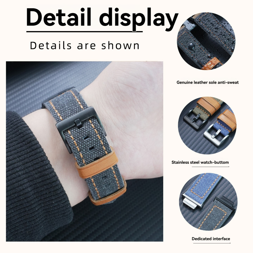 Nylon & Leather Hybrid Watch Band for Casio GA-2100 / GA-2110 / GBM-2100