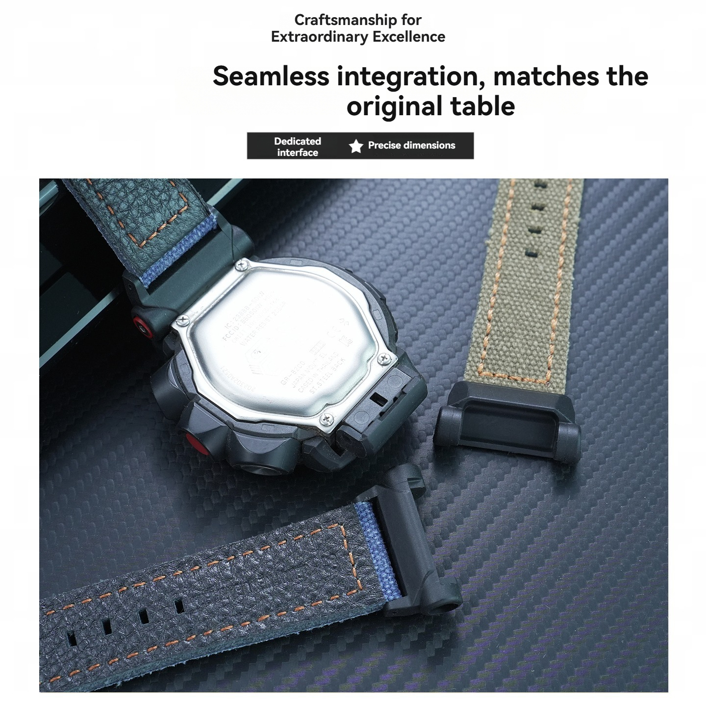 Compatible Nylon & Leather Watch Band for Casio GR-B200